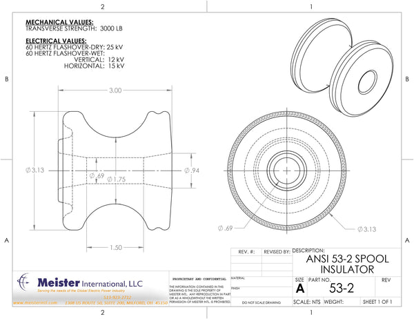 ANSI 53-2 Porcelain Spool Insulator | Meister Intl – Meister